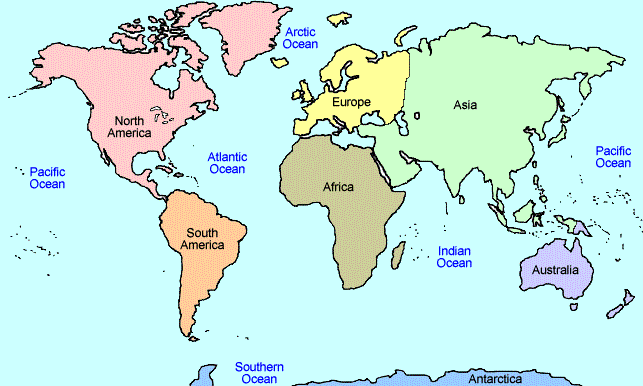 The five major oceans