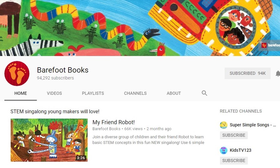 Barefoot Books – kênh YouTube giúp trẻ học tiếng Anh qua những cuốn sách hát