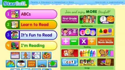 Cho trẻ 4-6 tuổi sử dụng Starfall miễn phí qua khoảng 21 tuần để học bảng chữ cái và tập đọc tiếng Anh