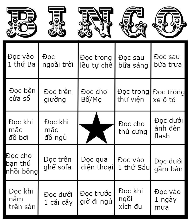 Một phiên bản bảng trò chơi Bingo đơn giản áp dụng cho trẻ nhỏ tuổi hơn (Template bảng: Pinterest).