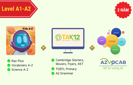 Picture of Bộ chương trình học TA cùng KidsA-Z và TAK12 level A1-A2 02 năm