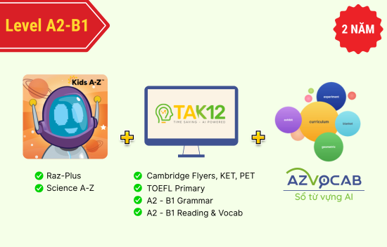Picture of Bộ chương trình học TA cùng Kids A-Z và TAK12 level A2-B1 02 năm
